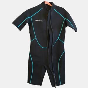 Seaskin Shorty Wetsuit M Full Body Front Zip Surf Diving Snorkel Swim Ocean Pool